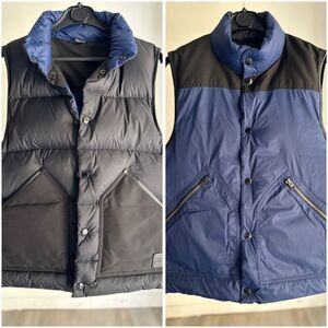 Coach Reversible Down Puffer Vest Men’s Medium Black & Blue